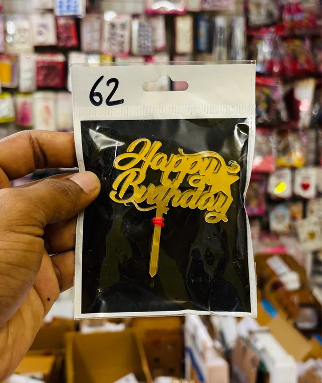 Mini Cake Topper - Gold, 10 Pcs Pack, D62