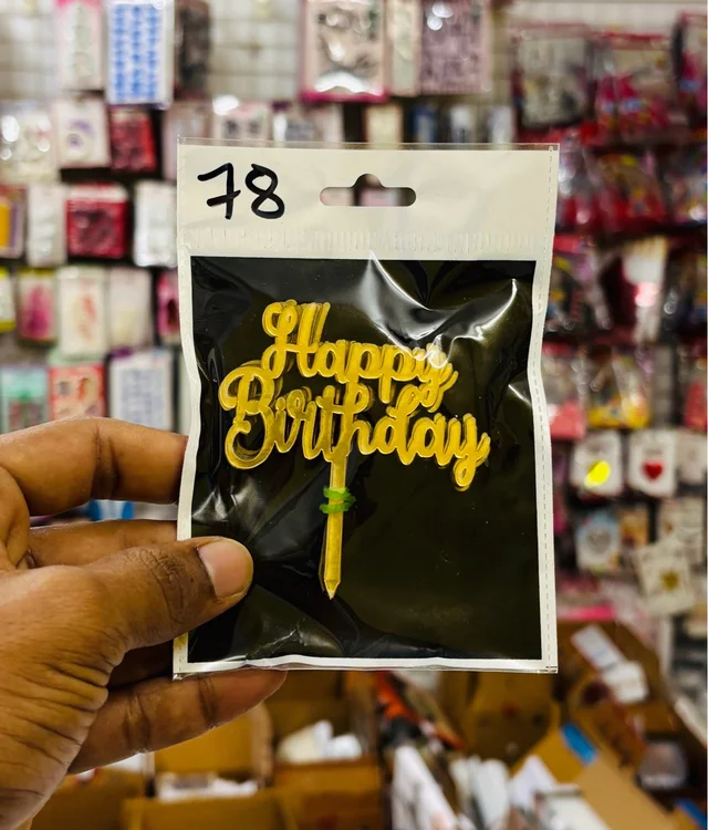 Mini Cake Topper - Gold, 10 Pcs Pack, D78