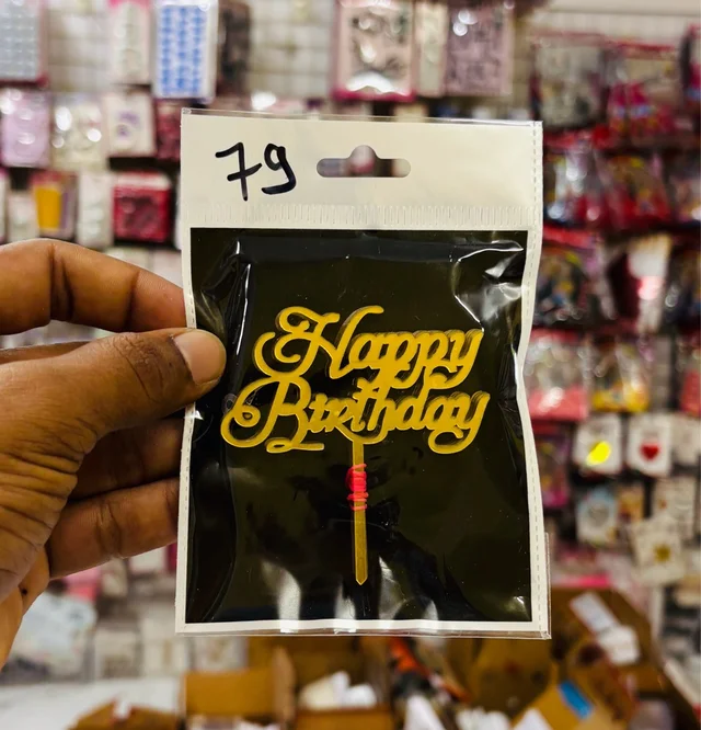 Mini Cake Topper - Gold, 10 Pcs Pack, D79