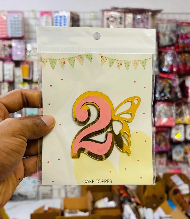Butterfly Numerical Topper - 3 Inch, No 2