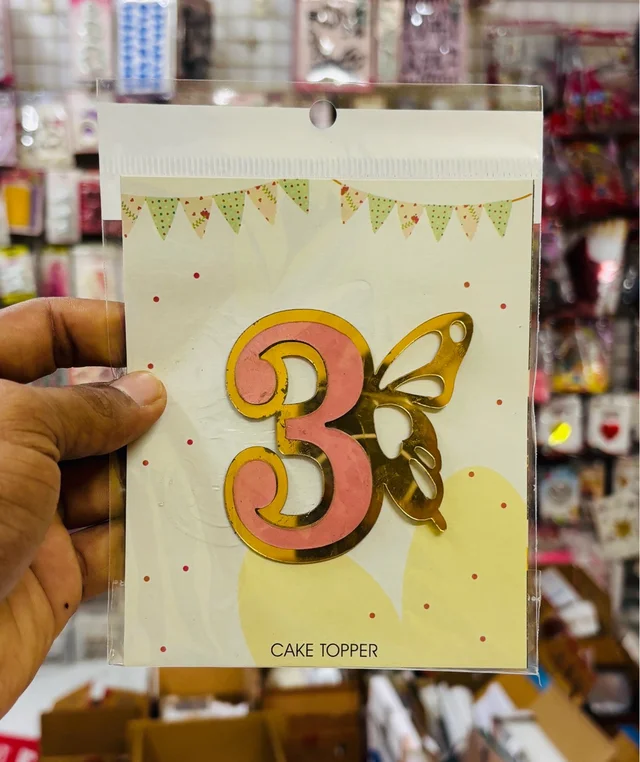 Butterfly Numerical Topper - 3 Inch, No 3