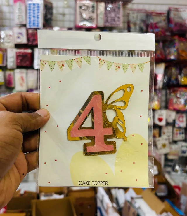 Butterfly Numerical Topper - 3 Inch, No 4
