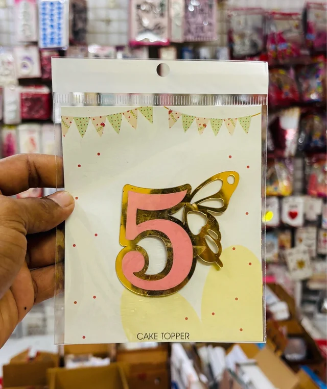 Butterfly Numerical Topper - 3 Inch, No 5