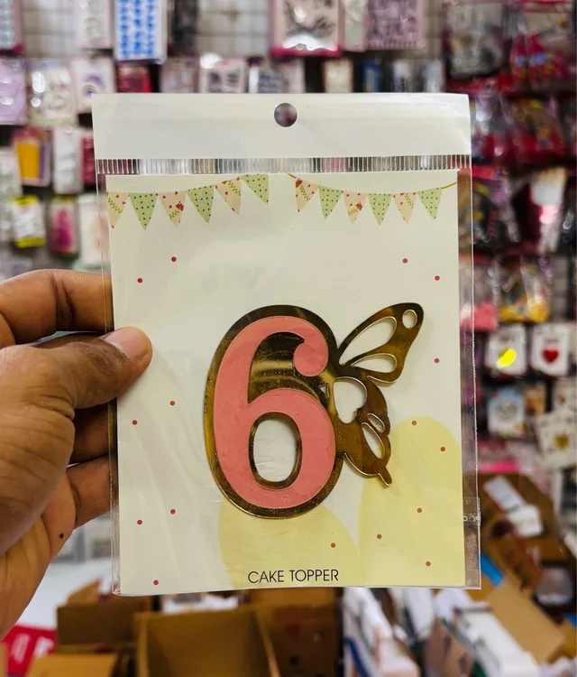 Butterfly Numerical Topper - 3 Inch, No 6