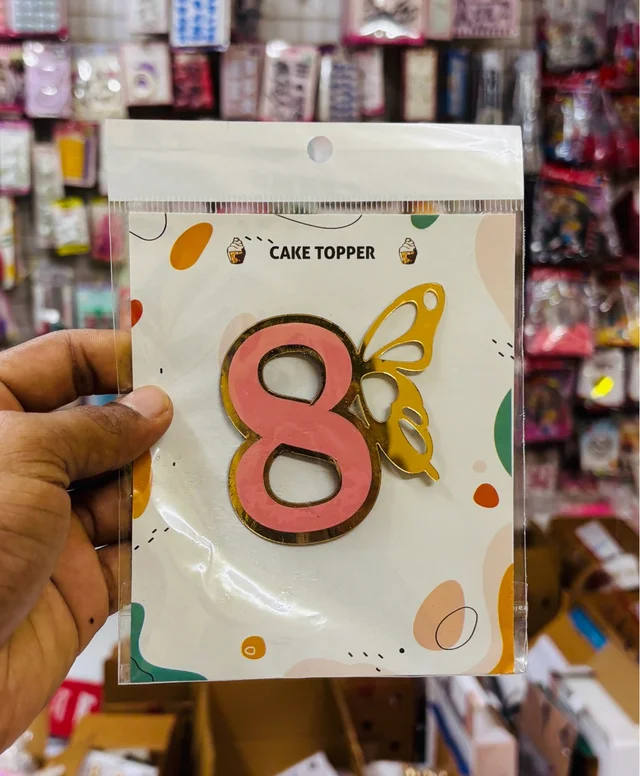 Butterfly Numerical Topper - 3 Inch, No 8