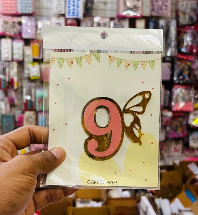 Butterfly Numerical Topper - 3 Inch, No 9