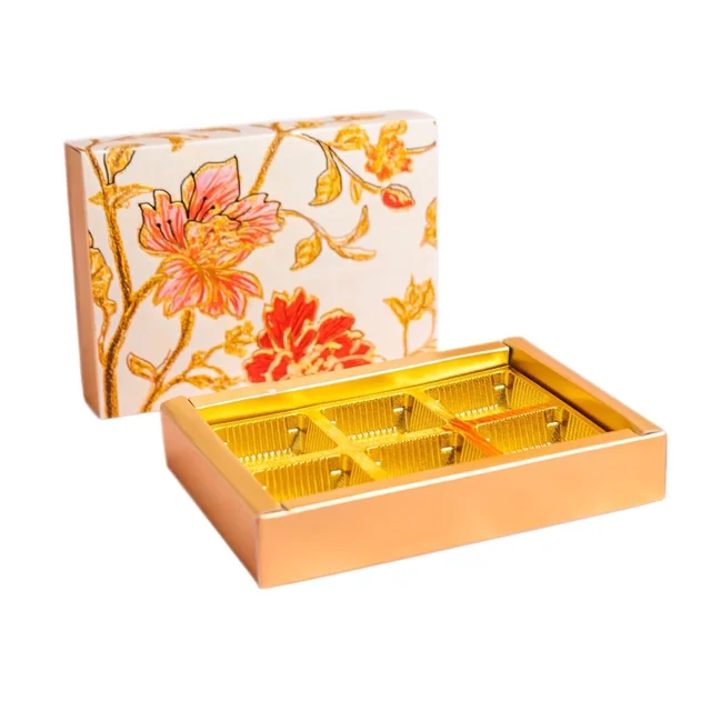 Slider Chocolate Box With Cavity - 6 Cavity, 10 Pcs, Floral