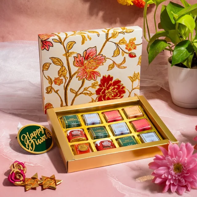 Slider Chocolate Box With Cavity - 12 Cavity, 10 Pcs, Floral