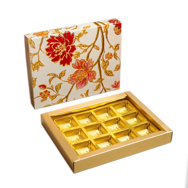 Slider Chocolate Box With Cavity - 12 Cavity, 10 Pcs, Floral