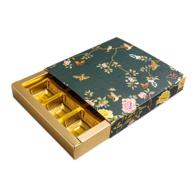 Slider Chocolate Box With Cavity - 9 Cavity, 10 Pcs, Green