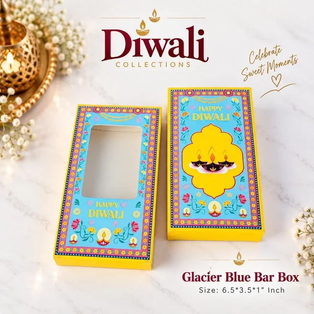 Diwali Kunafa / Multipurpose Chocolate Bar Box - 6.5*3.5*1 Inch, Glacier Blue