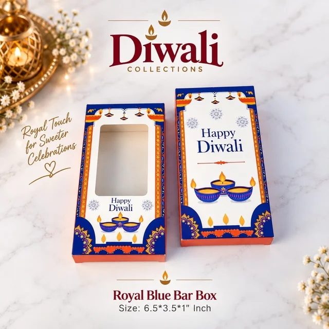 Diwali Kunafa / Multipurpose Chocolate Bar Box - 6.5*3.5*1 Inch, 10 Pcs, Royal Blue