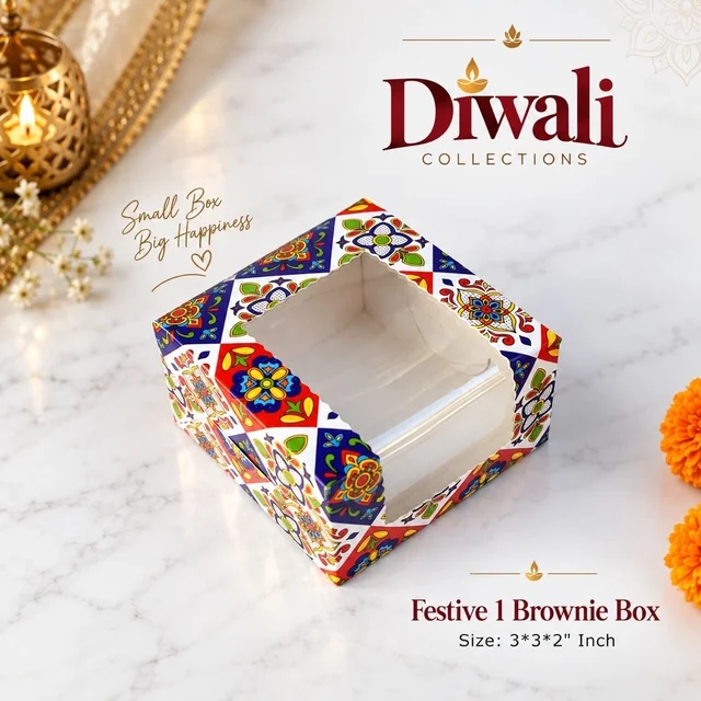 Festive Brownie Box - One Brownie, 10 Pcs