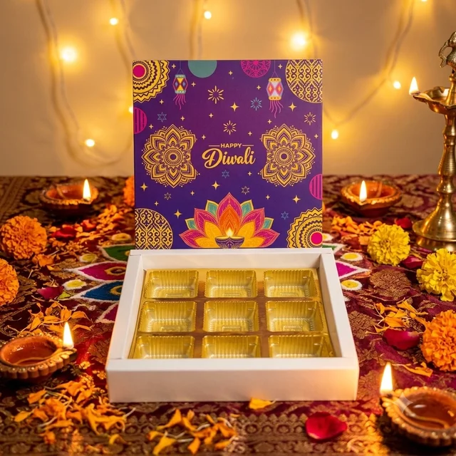 Diwali Slider Chocolate Box With Cavity - 9 Cavity, 10 Pcs, Delight 1