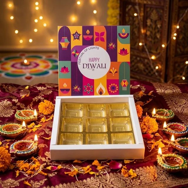 Diwali Slider Chocolate Box With Cavity - 9 Cavity, 10 Pcs, Delight 2