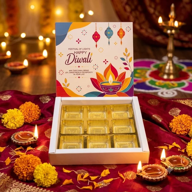 Diwali Slider Chocolate Box With Cavity - 9 Cavity, 10 Pcs, Delight 3