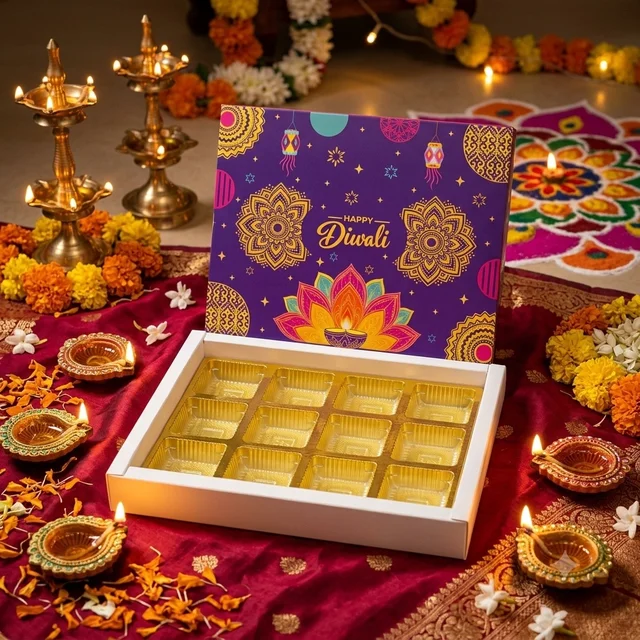 Diwali Slider Chocolate Box With Cavity - 12 Cavity, 10 Pcs, Delight 1