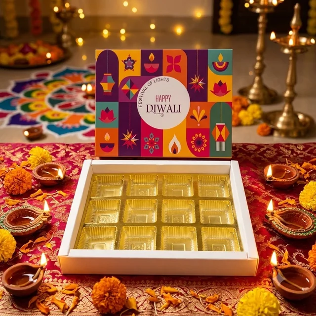 Diwali Slider Chocolate Box With Cavity - 12 Cavity, 10 Pcs, Delight 2