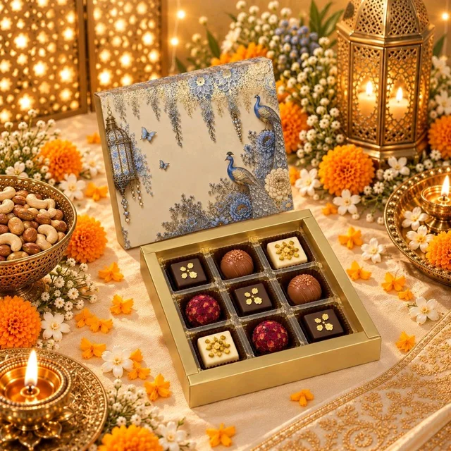 Slider Chocolate Box With Cavity - 9 Cavity, 10 Pcs, P.Blue