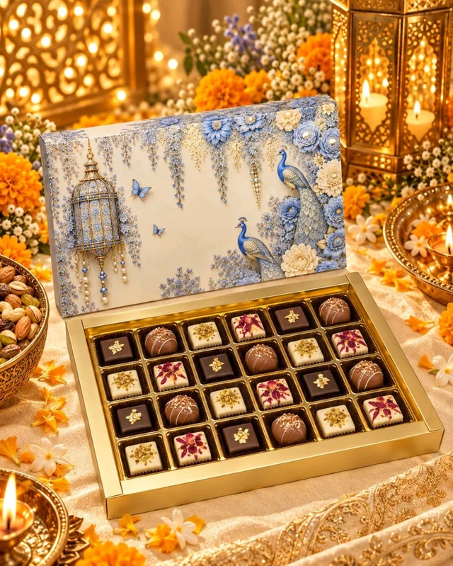 Slider Chocolate Box With Cavity - 24 Cavity, 10 Pcs, P.Blue
