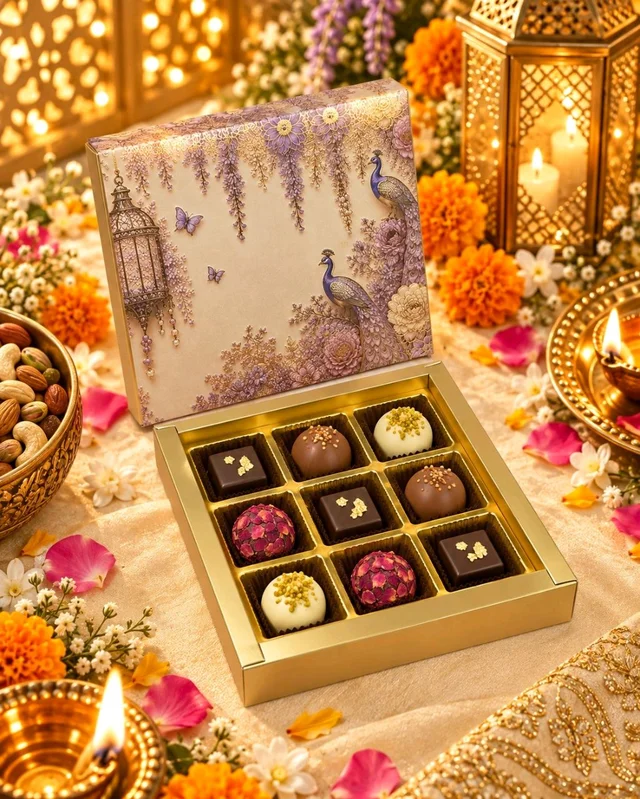 Slider Chocolate Box With Cavity - 9 Cavity, 10 Pcs, P.Lilac