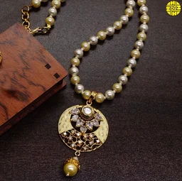 HJ Classic Designer Pearl Pendant Set - F-207 - Pearl Ivory, Gold Plating