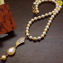 HJ Stylish pearl pendant set - F-210 - Pearl Ivory, Gold Plating