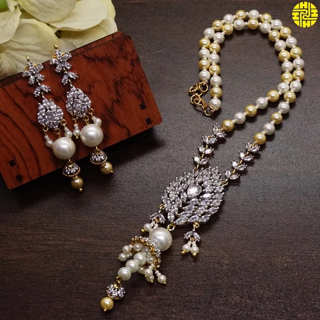 Stunning Pearl Pendant Set Online F-215