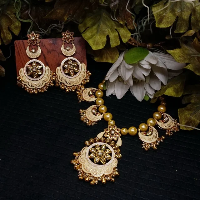 HJ Exclusive Designer Kundan Maroon Necklace Set - h-2152mr - Maroon, Gold Plating