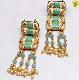 HJ Stylish Mint Green Choker Set - N-211mig - Mint Green, Gold Plating