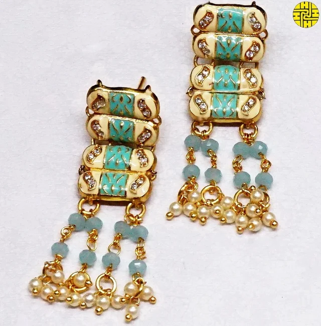 HJ Stylish Mint Green Choker Set - N-211mig - Mint Green, Gold Plating