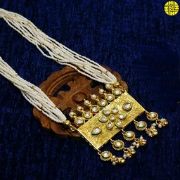 HJ Graceful Designer Kundan Ivory Pendant Set - Hjs-2143a - Ivory, Gold Plating