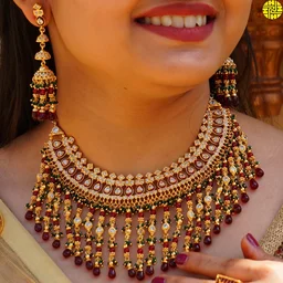 HJ Bridal-inspired Multi Color Bridal Necklace Set - hjs-202a - Multi, Gold Plating