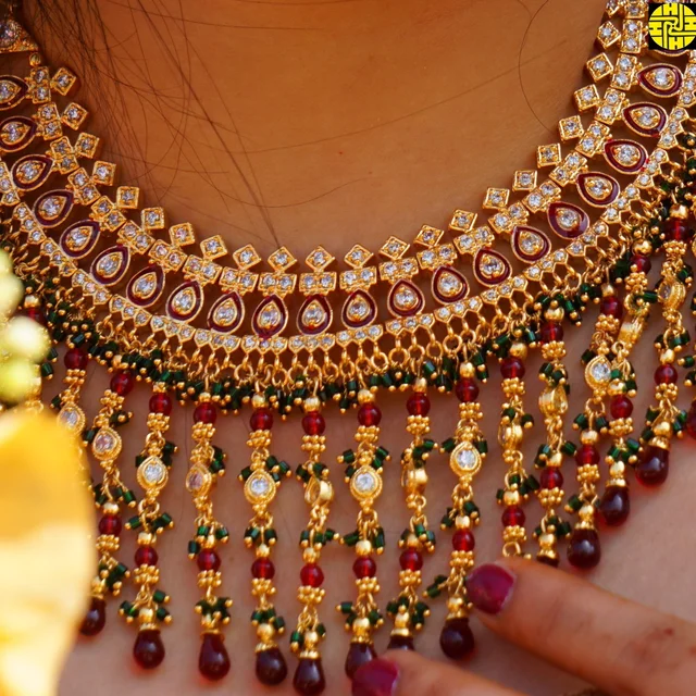 HJ Bridal-inspired Multi Color Bridal Necklace Set - hjs-202a - Multi, Gold Plating