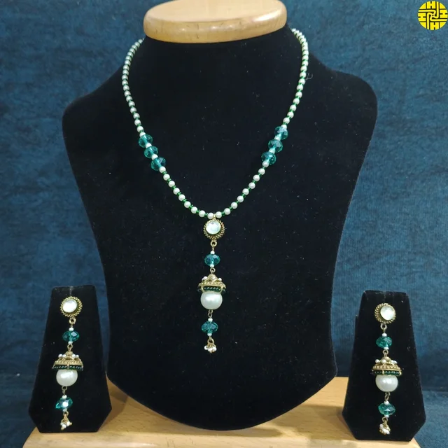 HJ Antique Raw Finish Pendant Set - C-210be - Blue, Antique Raw Finish