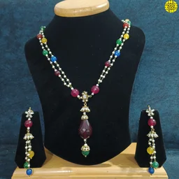 HJ Designer Antique Raw Finish Pendant Set - D-207bk - Black, Antique Raw Finish