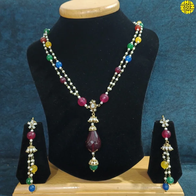 HJ Antique Raw Finish Pendant Set - D-207 - Multi, Antique Raw Finish