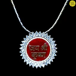 BLESSI jai shri krishna Sign Divine Brooch - hb-012A - Orange, Gold Plating
