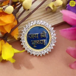 BLESSI jai shri krishna Sign Divine Brooch - hb-012A - Orange, Gold Plating