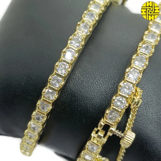 HJ Real Diamond Look Cz Bangles Hbn 001wh - white, gold plating, 2.6 Adjustable