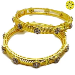 HJ Real Diamond Look Cz Bangles Hbn 002wh - White, Two Tone Plating, 2.4 Adjustable