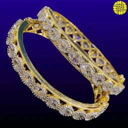 HJ Rich Looking Cz Bangles Hbn 004 - White, Rhodium Plating, 2.4 Adjustable