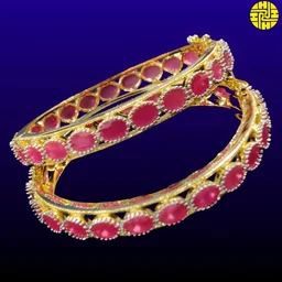 HJ Rich Looking Cz Bangles Hbn 004ruby - Ruby, Rhodium Plating