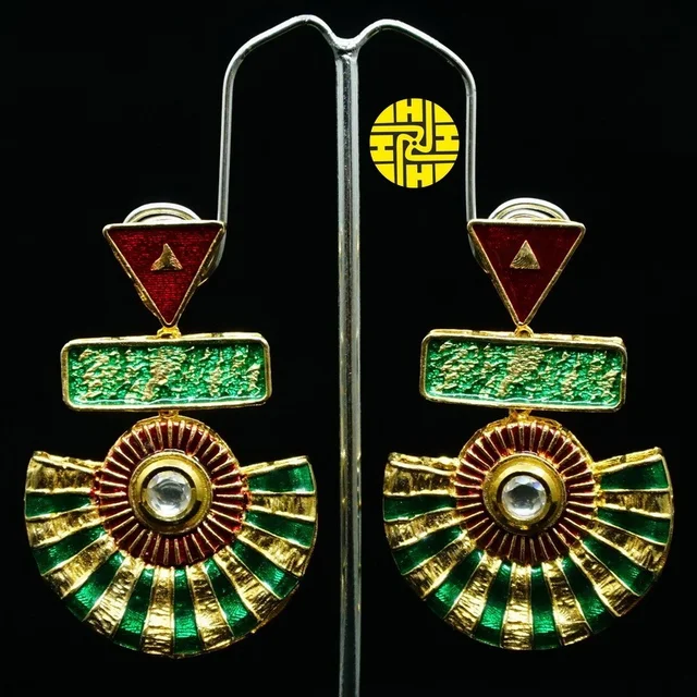 HJ Designer Long Earrings Hje 321 - Blue, Gold Plating