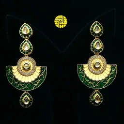 HJ Designer Long Pearl Earrings Hje 341 - Maroon, gold plating