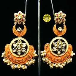 HJ Designer Long Earrings Hje 368 - Mint Green, Gold Plating