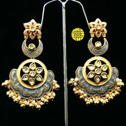 HJ Designer Long Earrings Hje 368 - Peach, Gold Plating