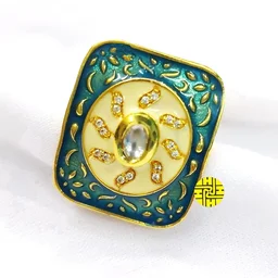 HJ Designer Ring - Hjr-001b - Aqua, Gold Plating