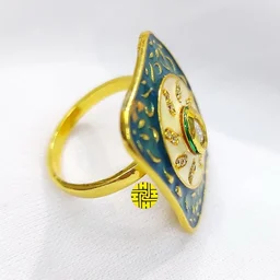 HJ Designer Ring - Hjr-001a - Green Ivory, Gold Plating