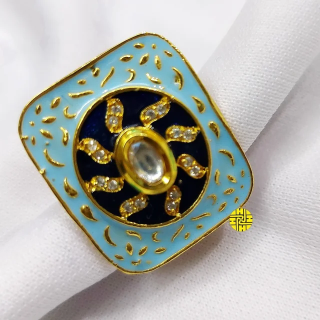 HJ Designer Ring - Hjr-001a - Green Ivory, Gold Plating